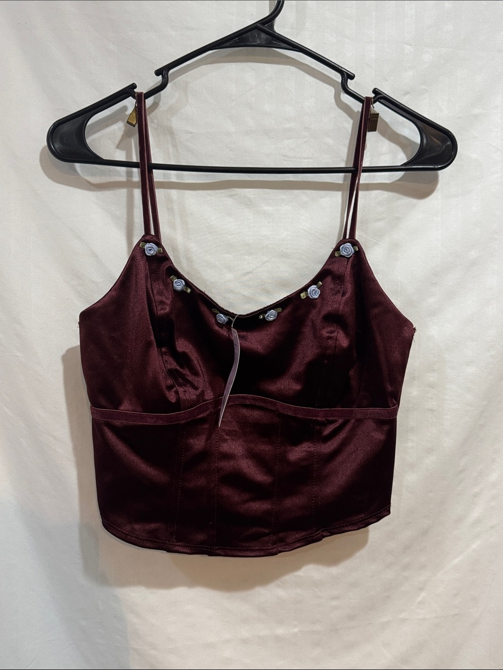 wild fable Burgundy Satin Floral-Button Cami
